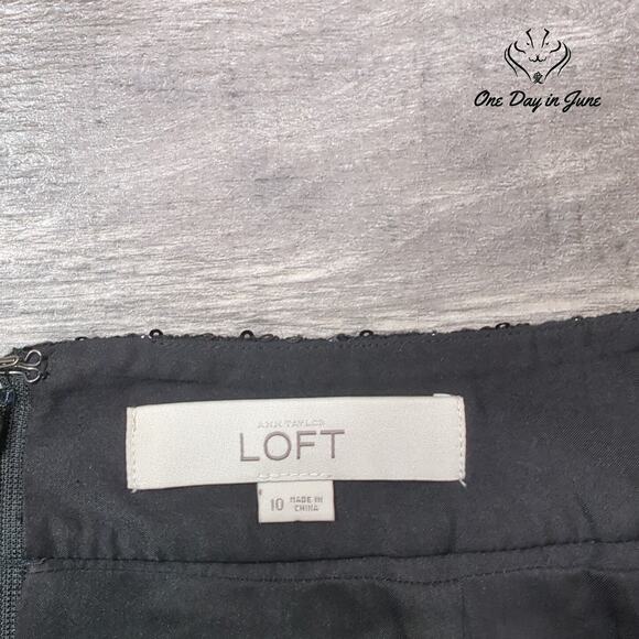 Loft Sequin Accent Wool Blend Mini Skirt Size 10 - Picture 2 of 5